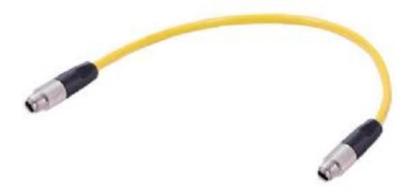 HARTING T1 Industrial, 500mm, Yellow M8 to Male M8 Male, Unshielded Unshielded, Terminated Polyurethane Sheath