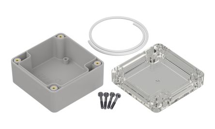 RS PRO Light Grey ABS General Purpose Enclosure, IP65, Transparent Lid, 75 x 75 x 45mm