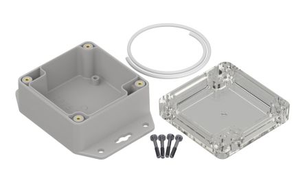 RS PRO Light Grey ABS General Purpose Enclosure, IP65, Transparent Lid, 75 x 75 x 45mm
