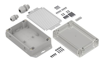 RS PRO Light Grey Polycarbonate General Purpose Enclosure, IP67, Flanged, Transparent Lid, 150 x 100 x 60mm