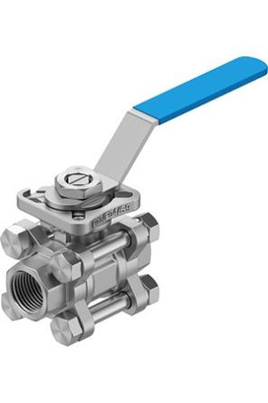 Festo Stainless Steel Ball Valve, Ball Valve, Threaded, NPT 1/2 NPTin, 15mm, 63bar Operating Pressure