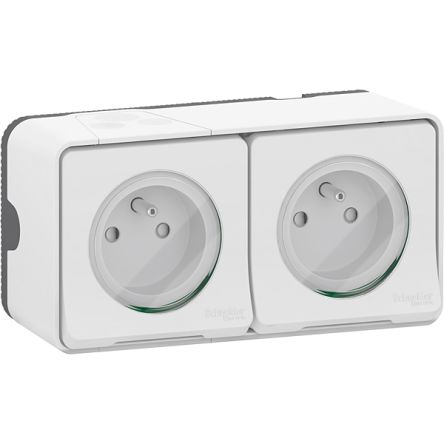 Schneider Electric MUR Black, White Plug Socket, 2P + E Poles, 16A, Indoor, Outdoor Use