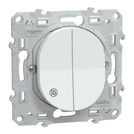 Schneider Electric White Rocker Light Switch, 2 Way, 2 Gang, Ovalis C