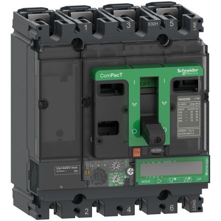 Schneider Electric, ComPacT MCCB 4P 100A, Breaking Capacity 15 kA, Fixed Mount