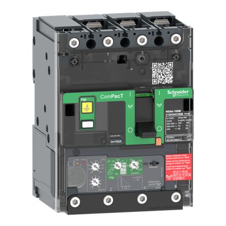 Schneider Electric, ComPacT MCCB 3P 100A, Breaking Capacity 10 kA, Fixed Mount