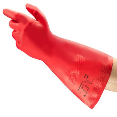 Ansell Alphatec Solvex 37-900 Red Nitrile Chemical Resistant Reusable Gloves, Size 9, Nitrile Coating
