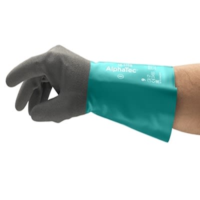 Ansell AlphaTec 58-535B Grey Acrylic Chemical Resistant Work Gloves, Size 11, Nitrile Coating