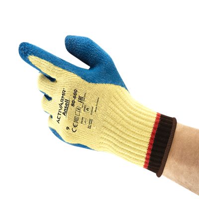 Ansell ActivArmr 80-600 Blue Kevlar Cut Resistant Cut Resistant Gloves, Size 10, Latex, Natural Rubber Coating