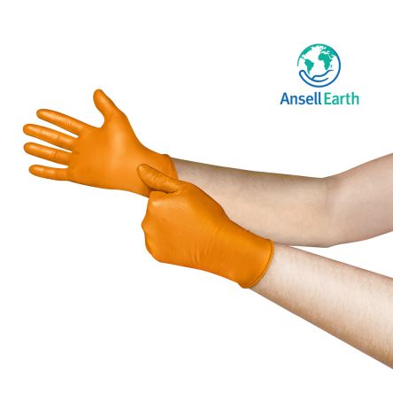 Ansell MicroFlex 93-256 Orange Nitrile Extra Grip Work Gloves, Size 10.5-11 XXL