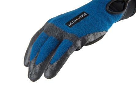 Ansell ActivArmr 97-003 Black, Blue Kevlar, Spandex, Stainless Steel Cut Resistant Cut Resistant Gloves, Size 10,
