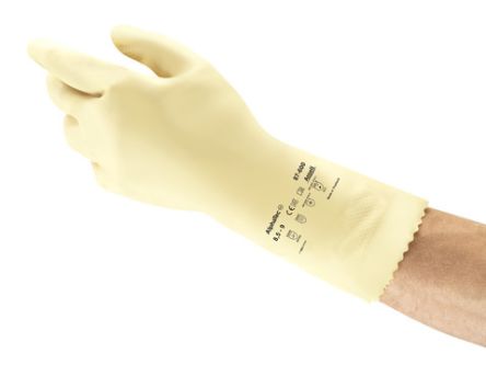 Ansell AlphaTec 87-600 Natural Natural Rubber Latex Good Dexterity Work Gloves, Size 6.5-7 S, Natural Rubber Coating