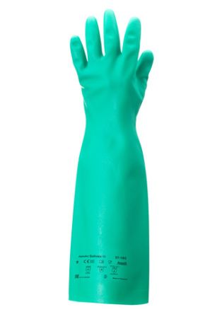 Ansell Alphatec Solvex 37-185 Green Nitrile Chemical Resistant Gloves, Size 11, Nitrile Coating