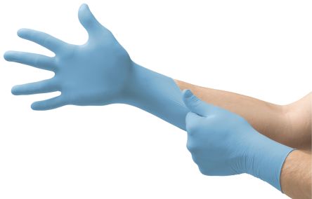 Ansell MicroFlex 92-134 Blue Nitrile Extra Grip Work Gloves, Size 7.5-8 M