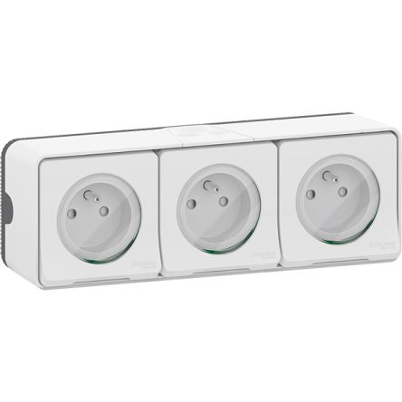 Schneider Electric MUR Black, White Plug Socket, 2P + E Poles, 16A, Indoor, Outdoor Use