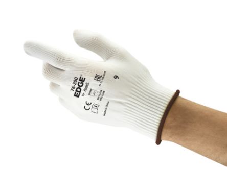 Ansell Edge 76-200 White Nylon Good Dexterity Work Gloves, Size 8