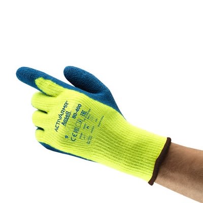 Ansell ActivArmr 80-400 Blue Acrylic Abrasion Resistant, Cut Resistant Work Gloves, Size 7, Latex, Natural Rubber