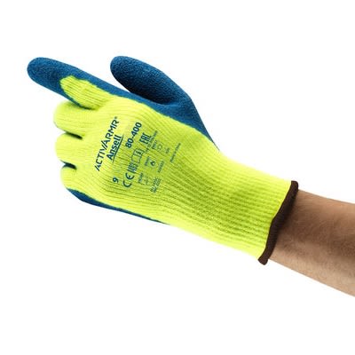 Ansell ActivArmr 80-400 Blue Acrylic Abrasion Resistant, Cut Resistant Work Gloves, Size 11, Latex, Natural Rubber