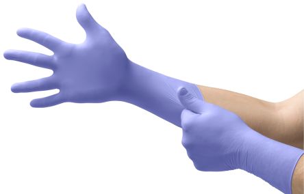 Ansell MicroFlex 93-853 Violet Blue Nitrile Chemical Resistant Work Gloves, Size 7.5-8 M