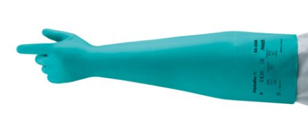 Ansell AlphaTec 58-008 Green Nitrile Chemical Resistant Work Gloves, Size 9, Nitrile Coating