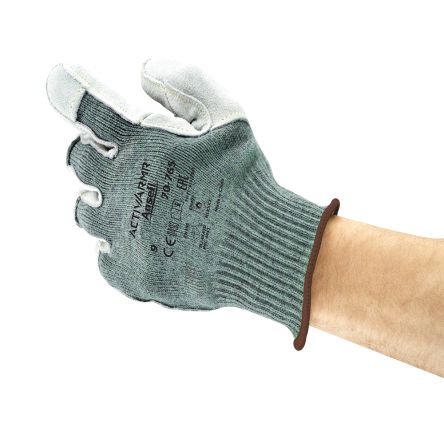Ansell ActivArmr 70-765 Grey Acrylic, Nylon (Liner) Cut Resistant Cut Resistant Gloves, Size 11, Leather Coating