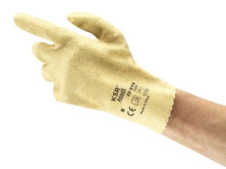 Ansell KSR 22-515 Yellow Cotton Extra Grip Gloves, Size 7, PVC Coating
