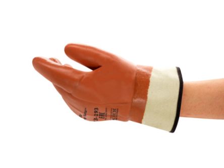Ansell ActivArmr Winter Monkey Grip 23-193 Orange Cotton Cold Resistant Gloves, Size 11, PVC Coating