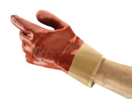 Ansell ActivArmr 28-360 Red Cotton, Kevlar Abrasion Resistant, Cut Resistant Work Gloves, Size 10, Foam Nitrile Coating