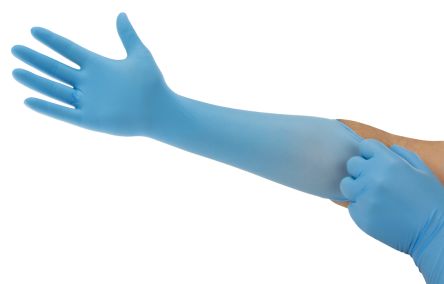 Ansell TouchNTuff 93-163 Blue Nitrile Chemical Resistant Work Gloves, Size 6.5-7 S