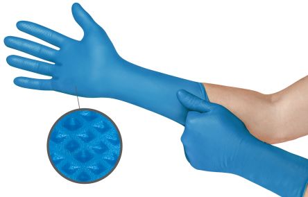 Ansell MicroFlex 93-283 Blue Nitrile Extra Grip Work Gloves, Size 8.5-9 L
