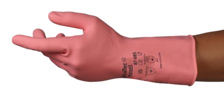 Ansell AlphaTec 87-085 Pink Natural Rubber Latex Abrasion Resistant Work Gloves, Size 7.5, Natural Rubber Coating