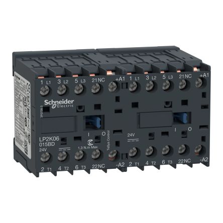 Schneider Electric TeSys K TeSyS K Contactor, 24 V Coil, 3-Pole, 10 A, 2.2 kW, 1NC, 440 V