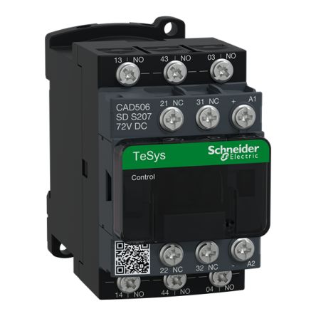 Schneider Electric TeSys CAD Contactor, 72 V Coil, 5-Pole, 10 A, 5.4 W, 5NO, 690 V