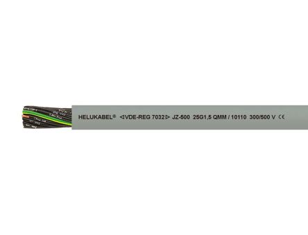 Helukabel JZ-500 Series Control Cable, 4 Cores, 1.5 mm², Screened, 16 AWG, Shielded PVC Shield, Control Cable
