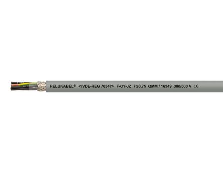 Helukabel F-CY Series Control Cable, 4 Cores, 1.5 mm², Screened, 16 AWG, Shielded PVC Shield, Control Cable