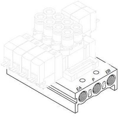 SMC SY5000 series 8 station One-touch Fitting 8 mm Manifold Base, SS5Y5-41-08-C8F-Q
