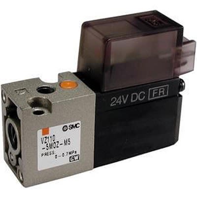 SMC 2 Position Single Solenoid Pneumatic Solenoid Valve - Solenoid M5 x 0.8 VZ1000 Series 220V ac