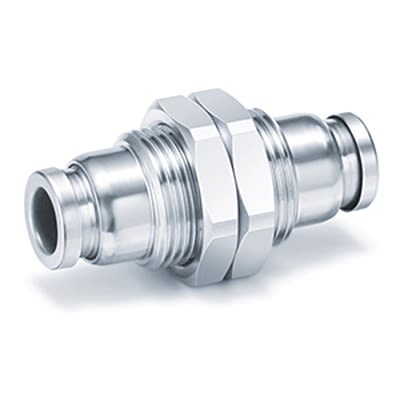 SMC KQG2 Series Bulkhead Union, 4 mm to 4 mm, Tube-to-Tube Connection Style, KQG2E04-00