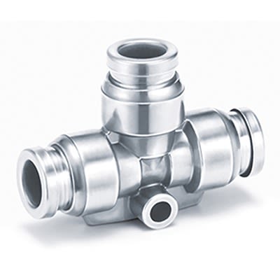 SMC KQG2 Series Union Tee, 4 mm to 4 mm, Tube-to-Tube Connection Style, KQG2T04-00