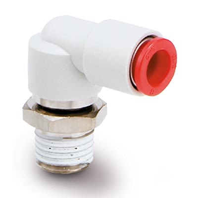 SMC KS Series Elbow Fitting, 5/32 in to NPT 1/8, Threaded-to-Tube Connection Style, KSL03-34S