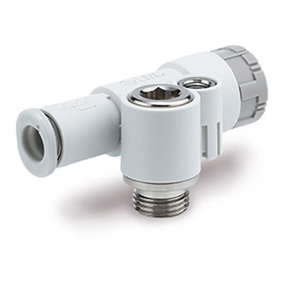 SMC JASV Series Threaded Speed Exhaust Controller, M5 x 0.8 Male Inlet Port x 4mm Tube Outlet Port, JASV-LEA04-M5