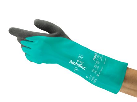 Ansell AlphaTec 58-735 Grey INTERCEPT Technology (Liner) Chemical Resistant, Cut Resistant Work Gloves, Size 7,