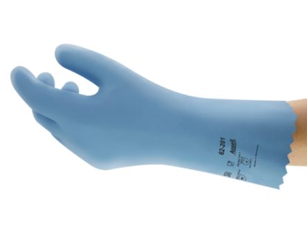 Ansell AlphaTec 62-201 Blue Nylon Abrasion Resistant, Chemical Resistant Work Gloves, Size 8, Latex, Natural Rubber