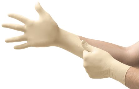 Ansell MicroFlex 63-864 Natural Natural Rubber Latex Chemical Resistant Latex Gloves, Size 5.5-6 XS, Latex, Natural