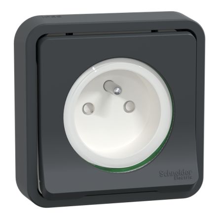 Schneider Electric MUR Black, White Plug Socket, 2P + E Poles, 16A, Indoor, Outdoor Use