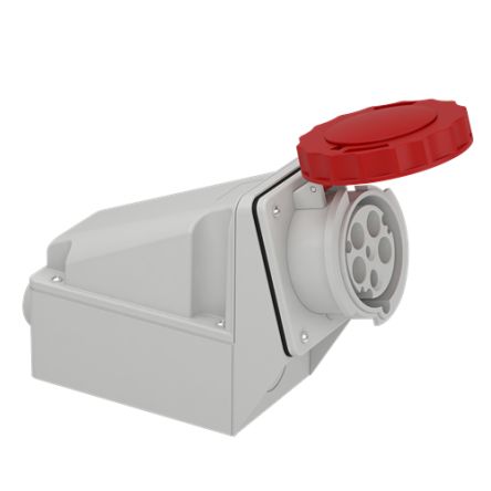 Schneider Electric, 81183 IP67 Red Wall Mount 2P Industrial Power Socket, Rated At 125A, 690 V ac,With Phase Inverter
