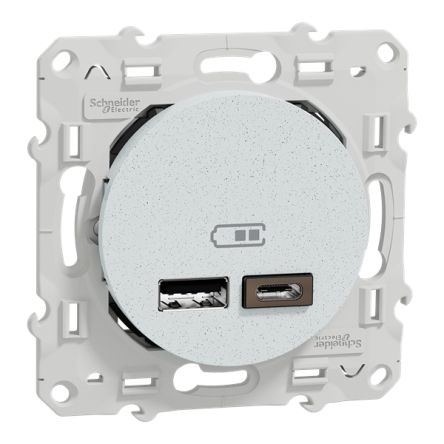 Schneider Electric Straight, Screw, Socket- Dual Port Type Type A, Type C USB A, USB C IP20 USB Connector