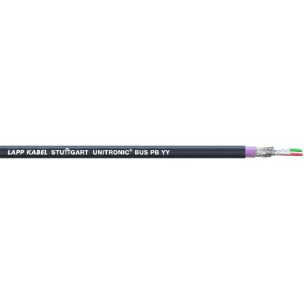 Lapp UNITRONIC BUS Series Bus Cable, 2 Cores, Screened, Aluminium Foil, Tinned Copper Braid Shield, PROFIBUS Cable