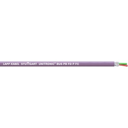Lapp UNITRONIC BUS Series Bus Cable, 2 Cores, Screened, Aluminium Foil, Tinned Copper Braid Shield, PROFIBUS Cable