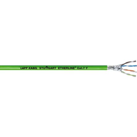 Lapp ETHERLINE Cat7, Green Unterminated to, S/FTP Shielded, Unterminated PVC Sheath