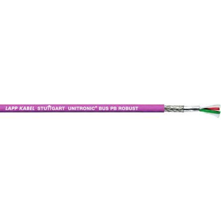 Lapp UNITRONIC BUS Series Bus Cable, 2 Cores, Screened, Aluminium Foil, Tinned Copper Braid Shield, PROFIBUS Cable